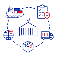 End-to-end import management icon